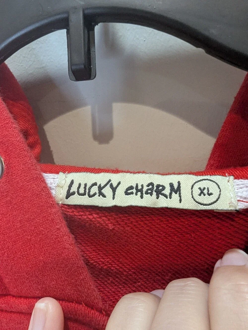 BKYS Lucky Charm Red Cotton Sweatsuit With Rhinestone Bunny Kids Size XL